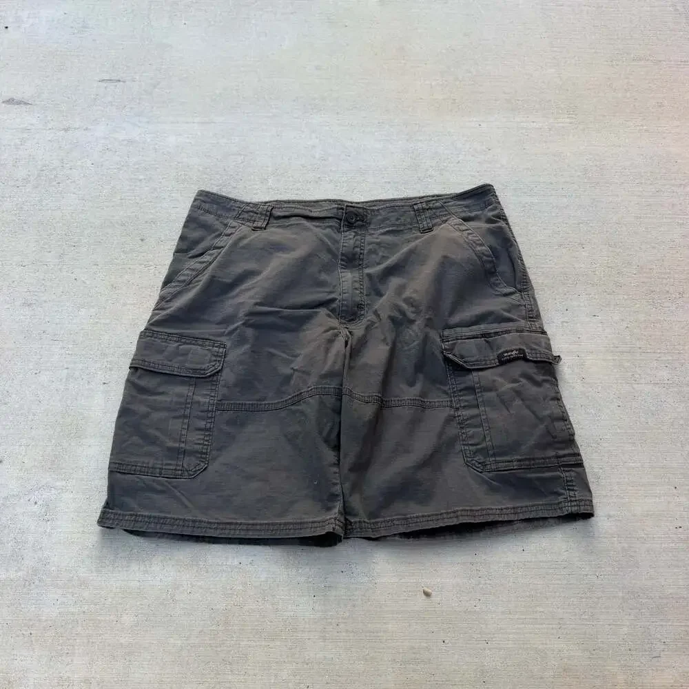 Vintage 04 Wrangler Mens Cargo Shorts 38 Gray Stretch Relaxed Fit